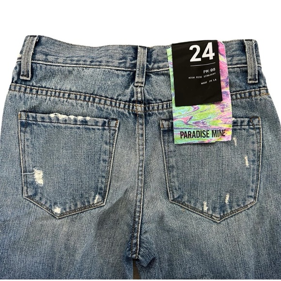 Aritzia Paradise Mine High Rise Straight Distressed Jeans - Picture 3 of 6